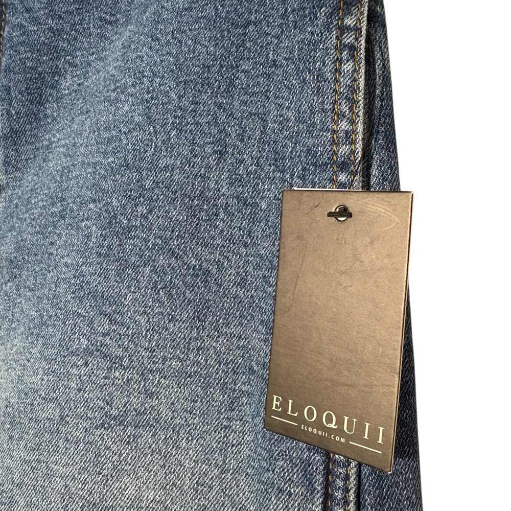 ELOQUII | Women's Blue Cropped Wide Leg Denim Jeans size 18 Stretch Cotton NEW - Picture 13 of 16